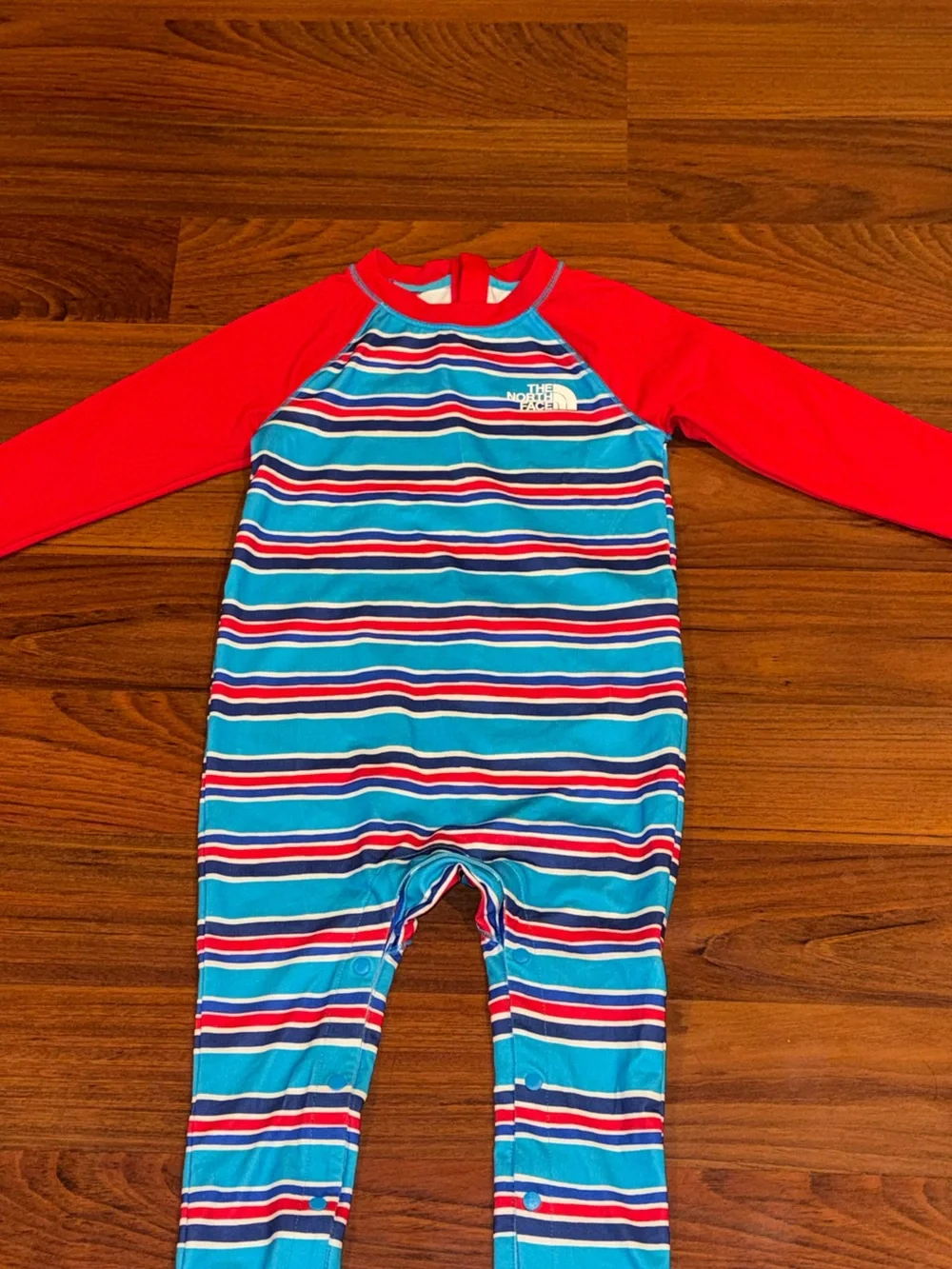 The North Face UPF 40+ Rashguard Swim Size 18-24months Snaps Blue Red Patagonia